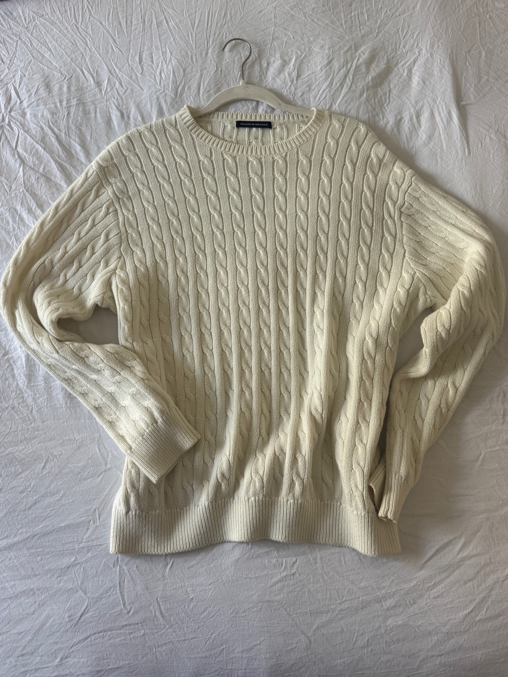 Brandy Melville Cream Cable Knit Crewneck Sweater